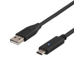 USB 2.0 -kaapeli, Type A - Type C uros, 2m, musta (USBC-1006)