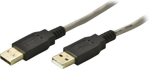 USB 2.0 kaapeli Tyyppi A uros - Tyyppi A uros, 2m, beige/musta (USB2-8-K)
