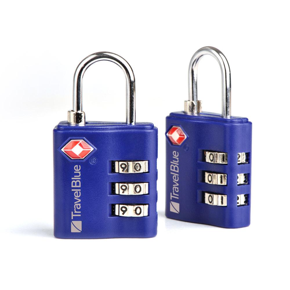 2 x TSA 3 dial combi lock, Mixed Black,Blue or Red