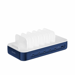 4Smarts – Charging station Team 100W, 1x USB-A port, 5x USB-C ports, includes 6 cables, navy (541279)